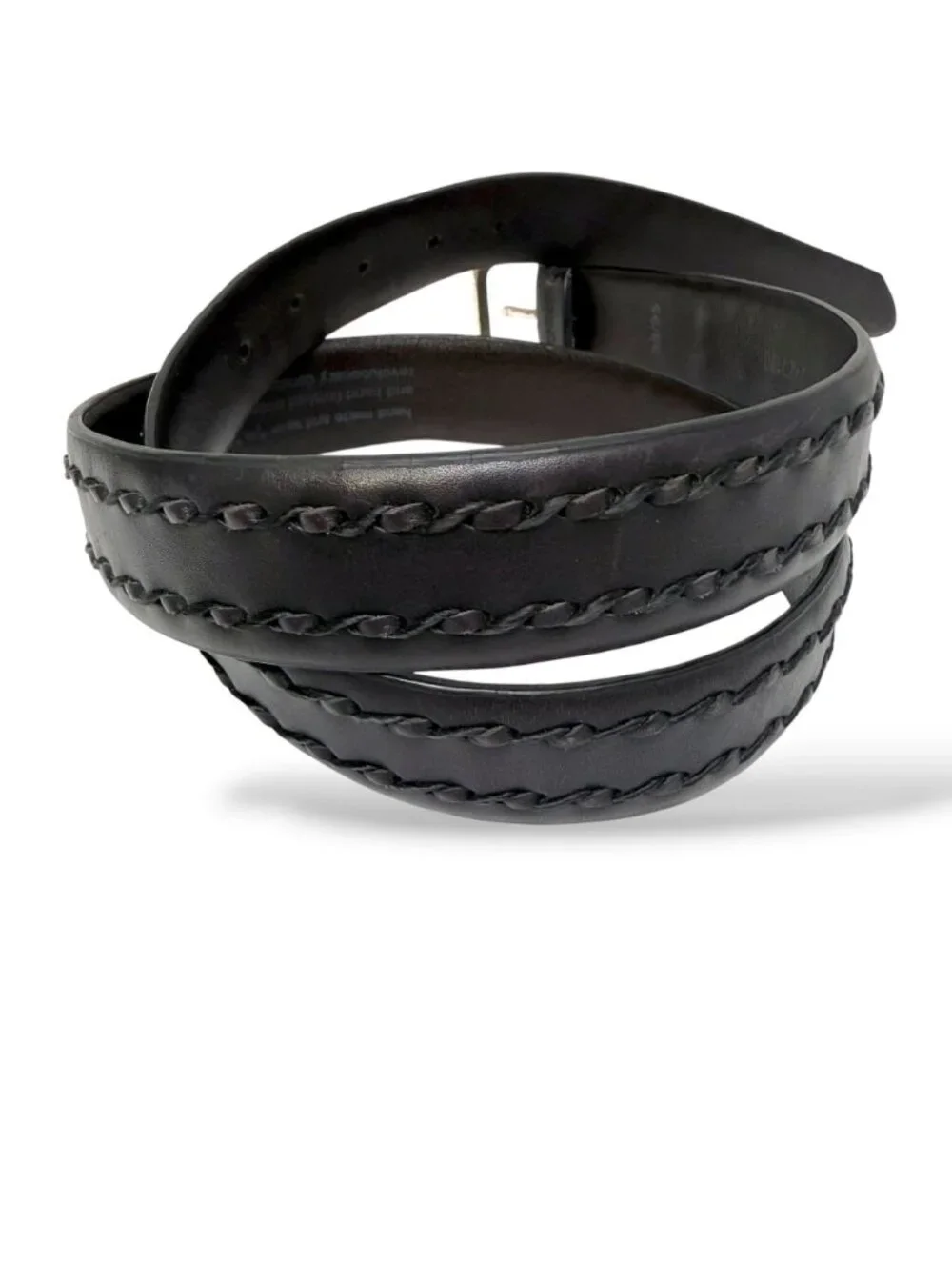 Bill Lavin Mens Belt Size 38 Calfskin Leather Dark Brown Woven Soft Collection